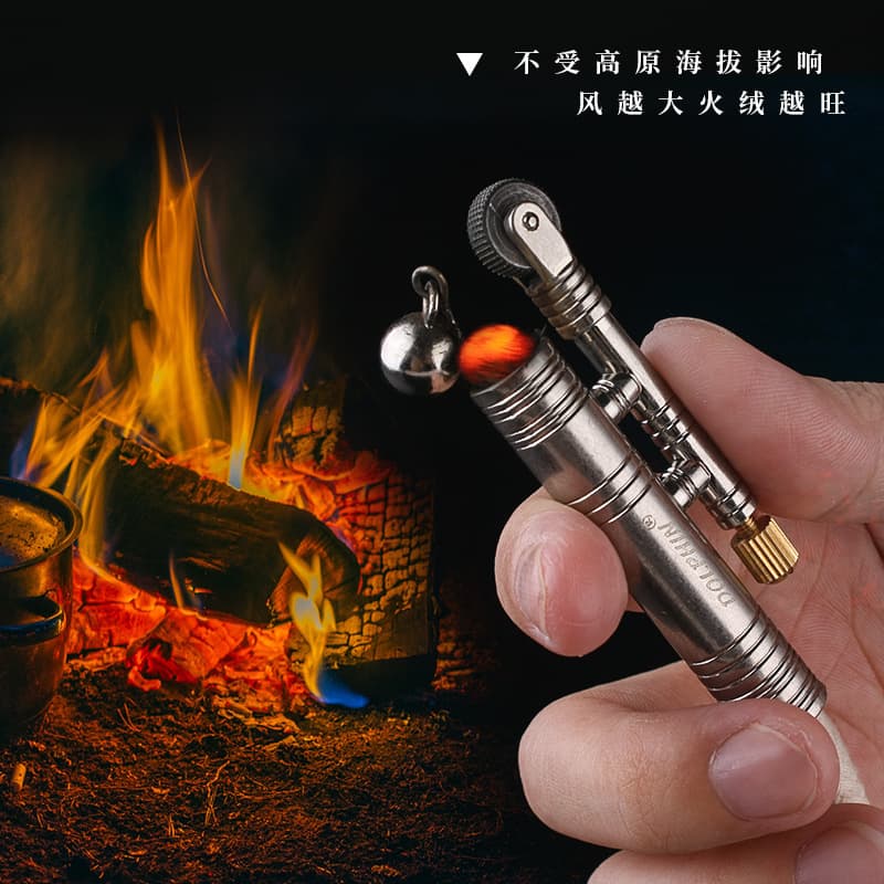 HY678 Outdoor Camping Survival Reliable Fire Source Military-Style Tinder Trench Lighter Vintage Old-Fashioned Tinder Lighter