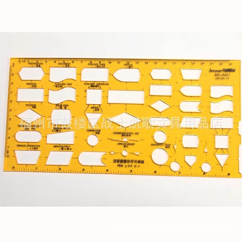 Golden Monkey 4351 Process Graphic Symbol Template Ruler, Process Symbol Template, Process Template, K-Resin Flexible