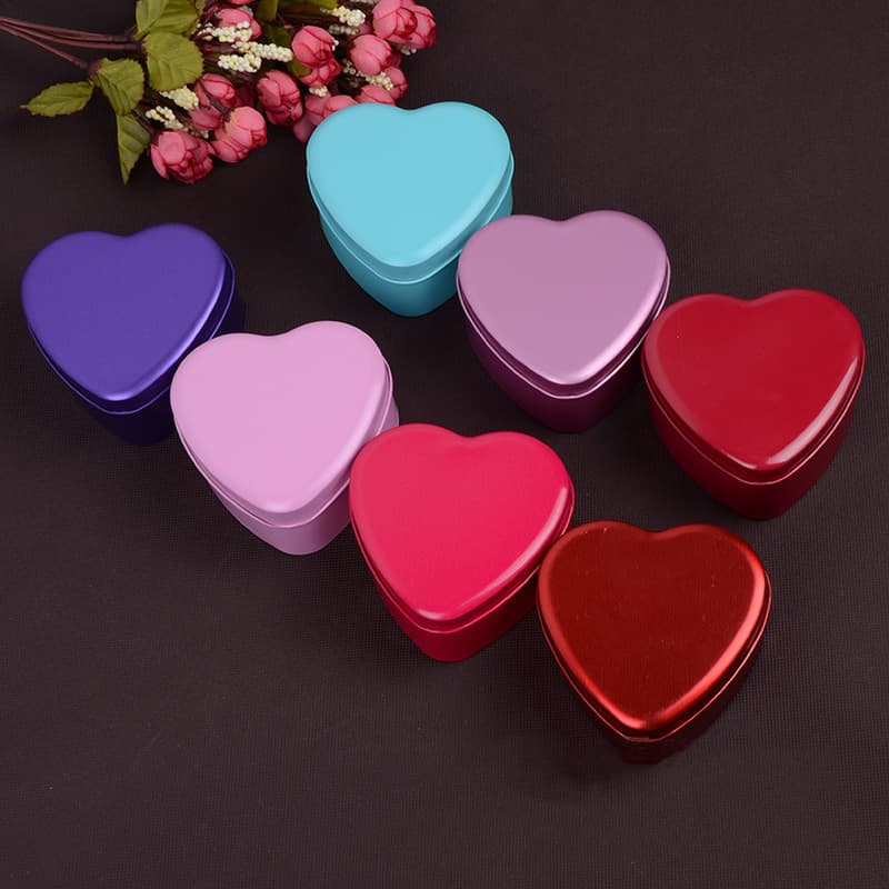 Creative Wedding Return Gift Candy Box Tinplate Box Medium Heart-shaped Candy Packaging Gift Box Solid Color Factory Direct