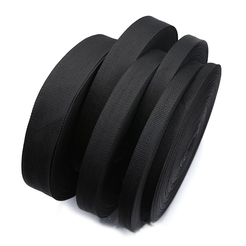 Ready stock supply of black and white polypropylene webbing 1.0cm-5cm encrypted PP clothing school bag backpack belt thickening
