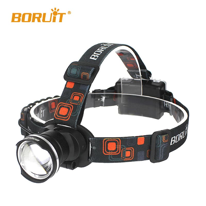 BORUiT LED Headlamp Headwear Type Flashlight Fish Eye High Brightness Zoomable Outdoor Fishing Headlamp Aluminum Alloy Battery Powered