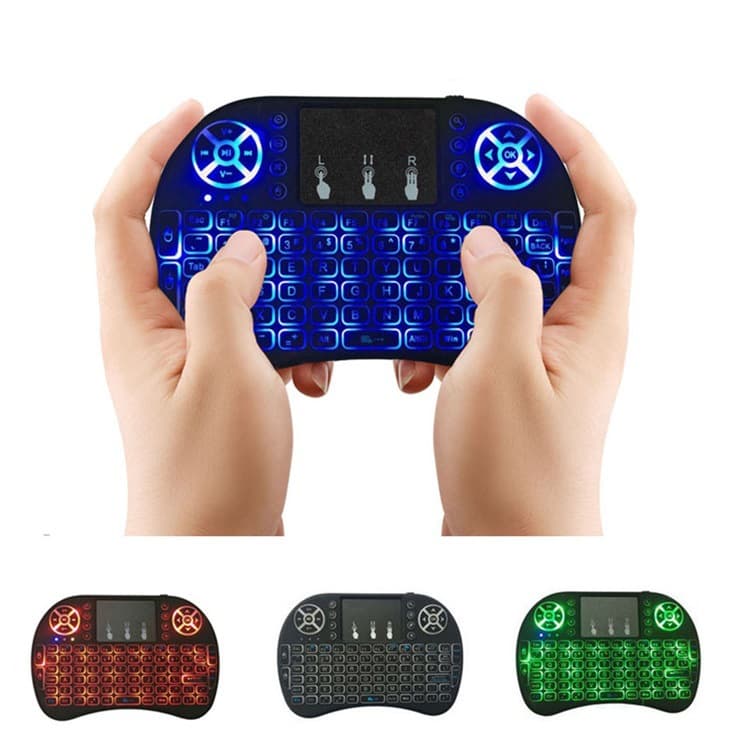 2.4G Wireless Fly Mouse Keyboard i8 Mini Touch Smart Keyboard with Tri-color/Seven-color Backlight, Multiple Language Options