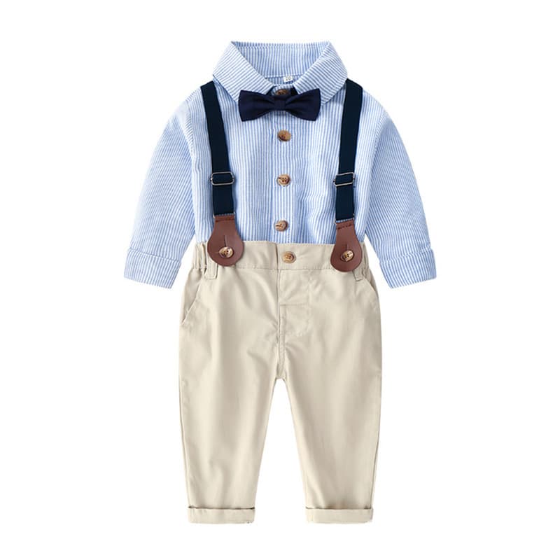 Foreign Trade Brand Children's Autumn New Multi-Color Striped Gentleman Suit Flower Boy Cross-Border Baby Set