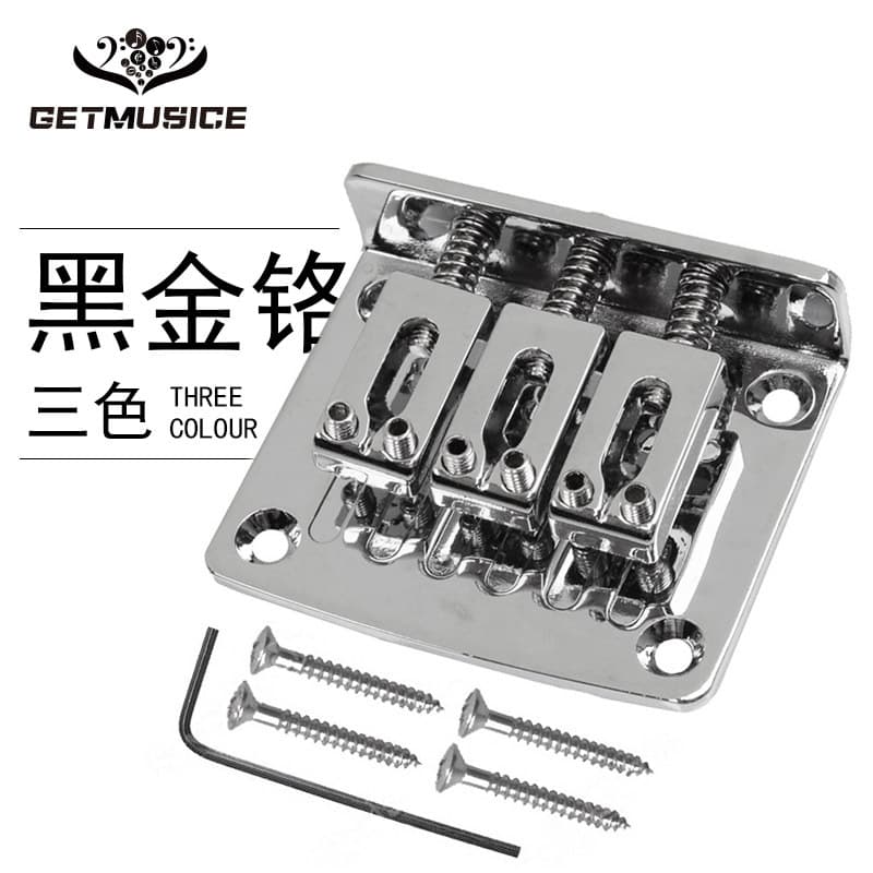Special 3-String Electric Guitar Bridge Tailpiece Fixed Bridge String Retainer 50mm Black Gold Chrome