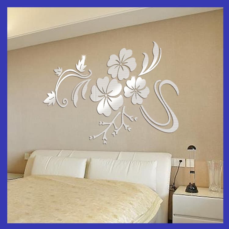Cross-border supply model 3D acrylic wall stickers crystal acrylic creative wall decorations diy flower vine wall stickers decorative mirror