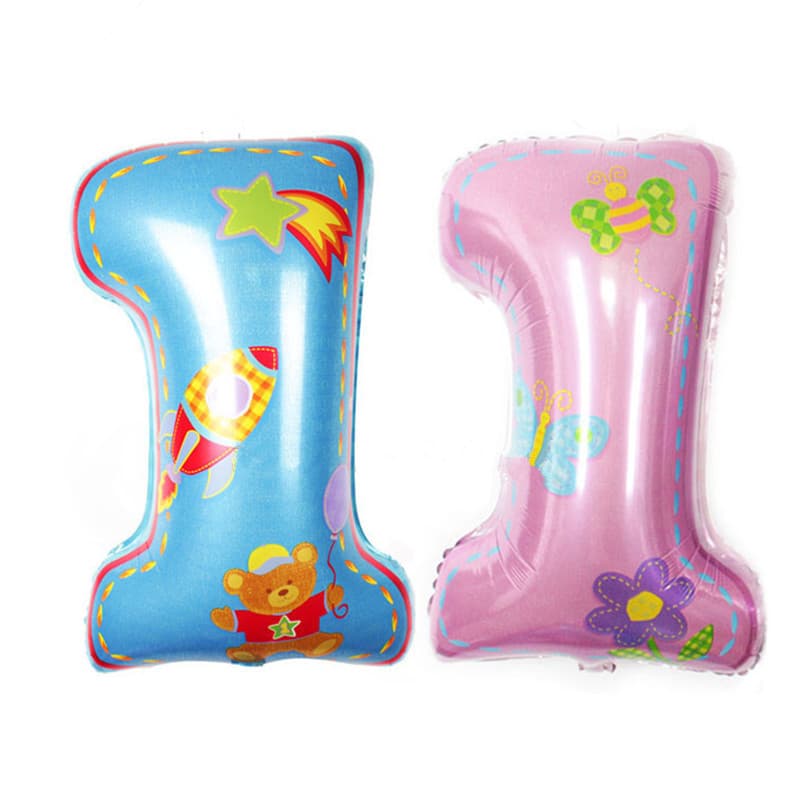Cartoon Number Aluminum Foil Balloons Children's First Birthday Decoration Balloons Toy Balloons Wholesale