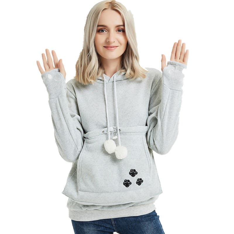 Amazon Best-Selling Fall/Winter Hoodie Pullover Sweatshirt for Women, European & American Style Cat and Dog Large Pocket Couple Outwear Jacket Trendy