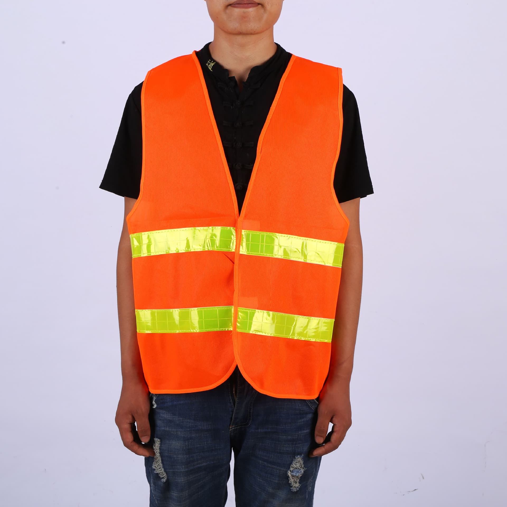 Orange Fluorescent Yellow Reflective Safety Vest, Traffic Safety Warning Apparel for Cycling, Construction, and Sanitation Reflective Clothing