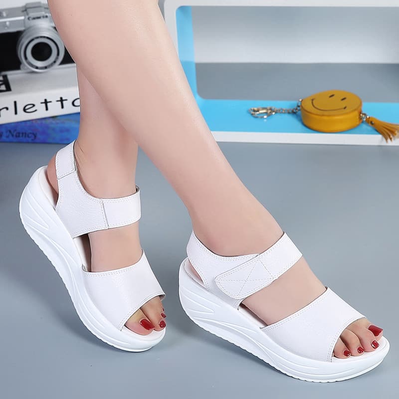2023 New Summer Women's Sandals, PU Thick Sole Platform Sandals, Plus Size, Fashionable Student Casual Women's Shoes, Dropshipping Available