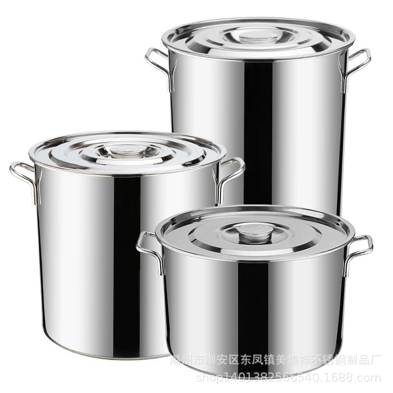 304 Stainless Steel Soup Bucket, Commercial Multi-Use Bucket with Lid Soup Pot, Hotel Canteen Rice Bucket, Thickened Water Bucket for Storage and Water