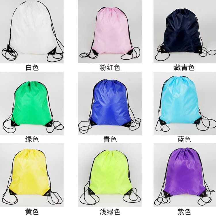 Outdoor 210D polyester drawstring backpack, waterproof, suitable for sportswear and events.