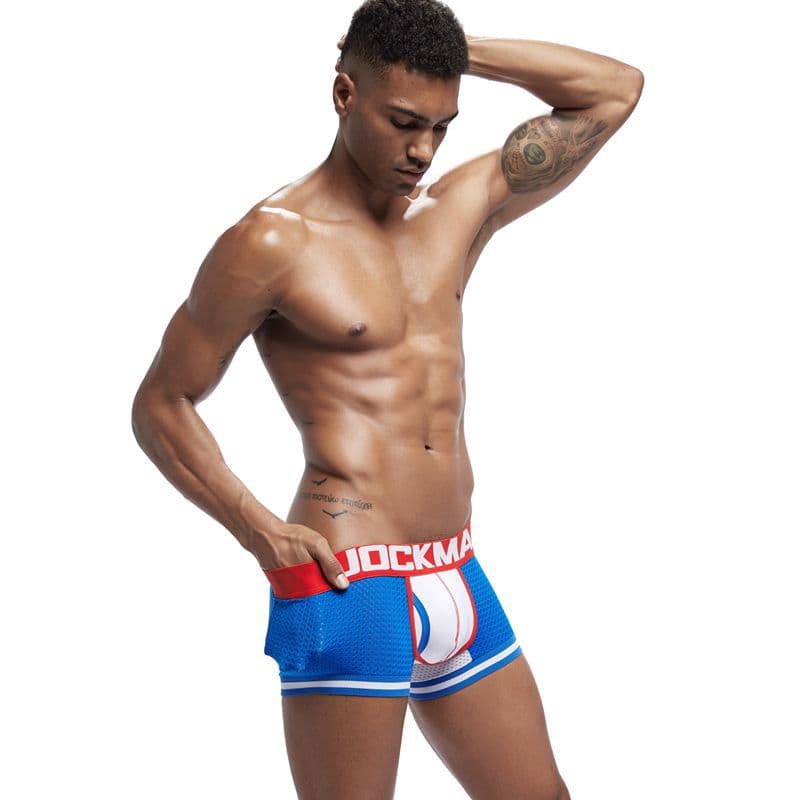 JOCKMAIL Men's Flat Angle Mesh Underwear Breathable Comfortable Nylon Fabric Mid Waist Briefs Solid Color Pure Color