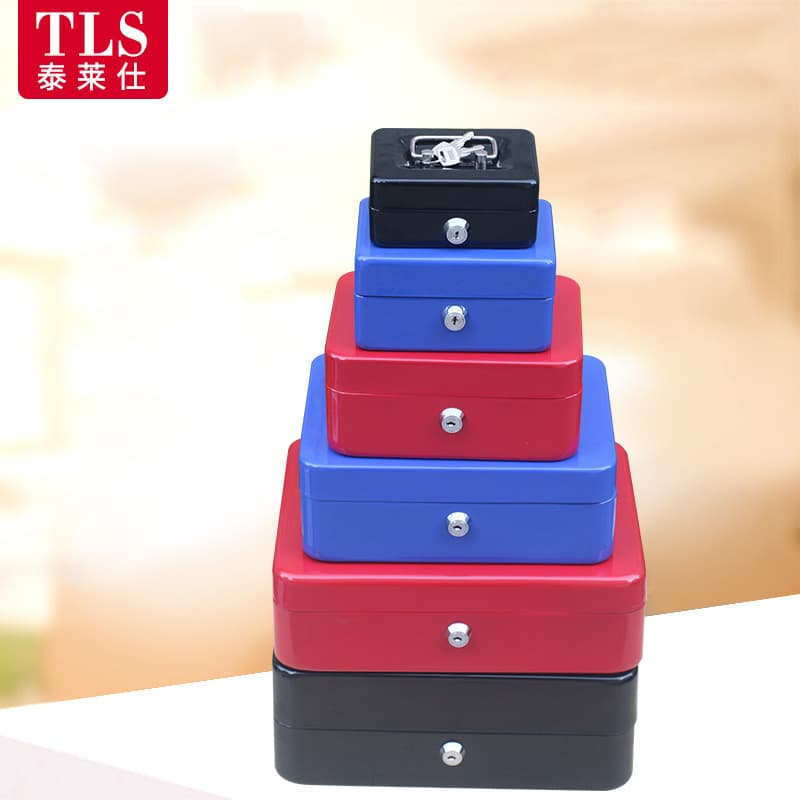 Portable Metal Key Cash Box with Lock, Household Change Metal Lock Box, Mini Safe