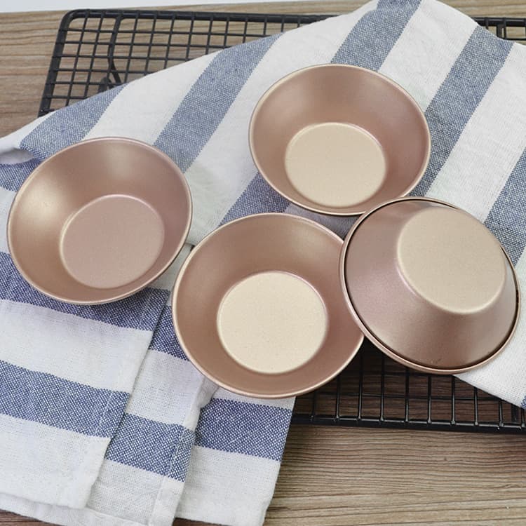 Cross-Border Hot Selling Cake Mold Carbon Steel Thickened Non-Peeling Tart Mold Gold Non-Stick Round Tart Mold In Stock