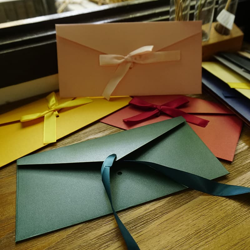 Cross-border High-end Vintage Creative Colored Thick Large Bow Pearlescent Specialty Paper Envelopes Wholesale Customization