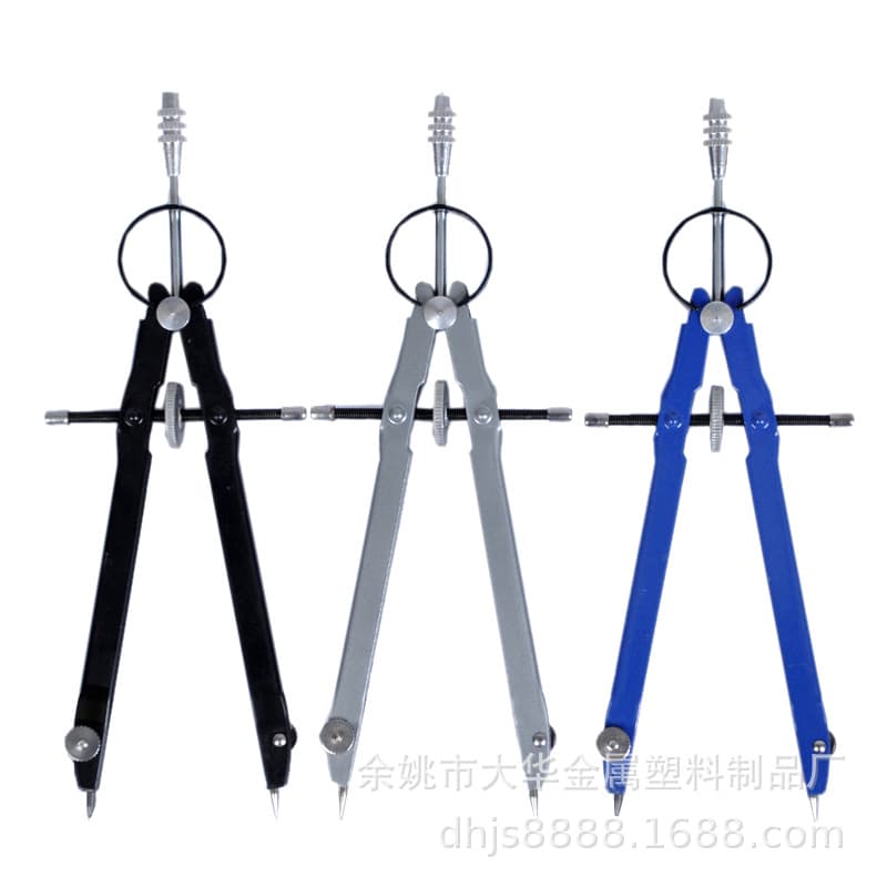 Factory direct sales of colored spring metal compasses, professional drawing metal compasses.