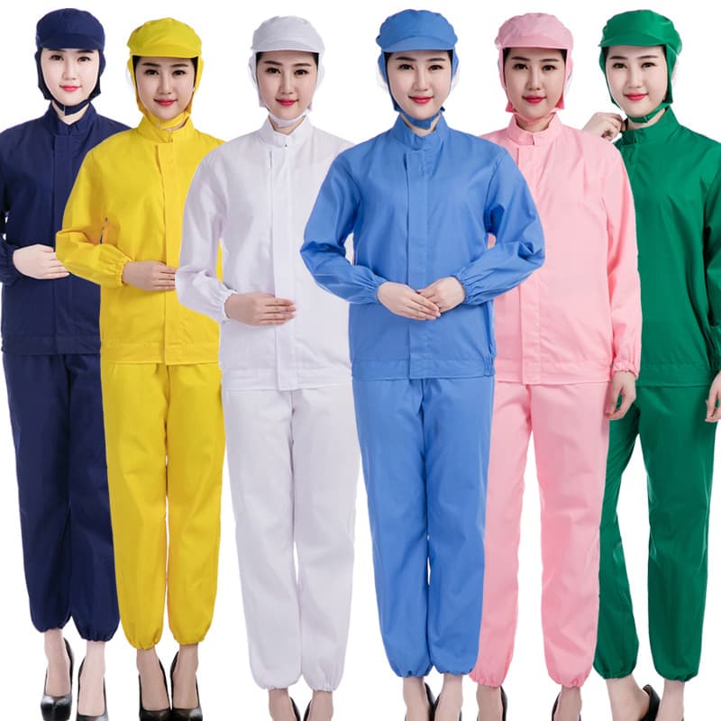 Wholesale food factory workwear long-sleeve workshop protective suit, dust-proof separate zippered hygiene suit protective set.