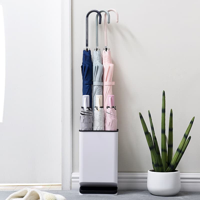 Home living room floor-standing umbrella storage rack, hotel lobby 6-slot long and short umbrella stand with drip tray