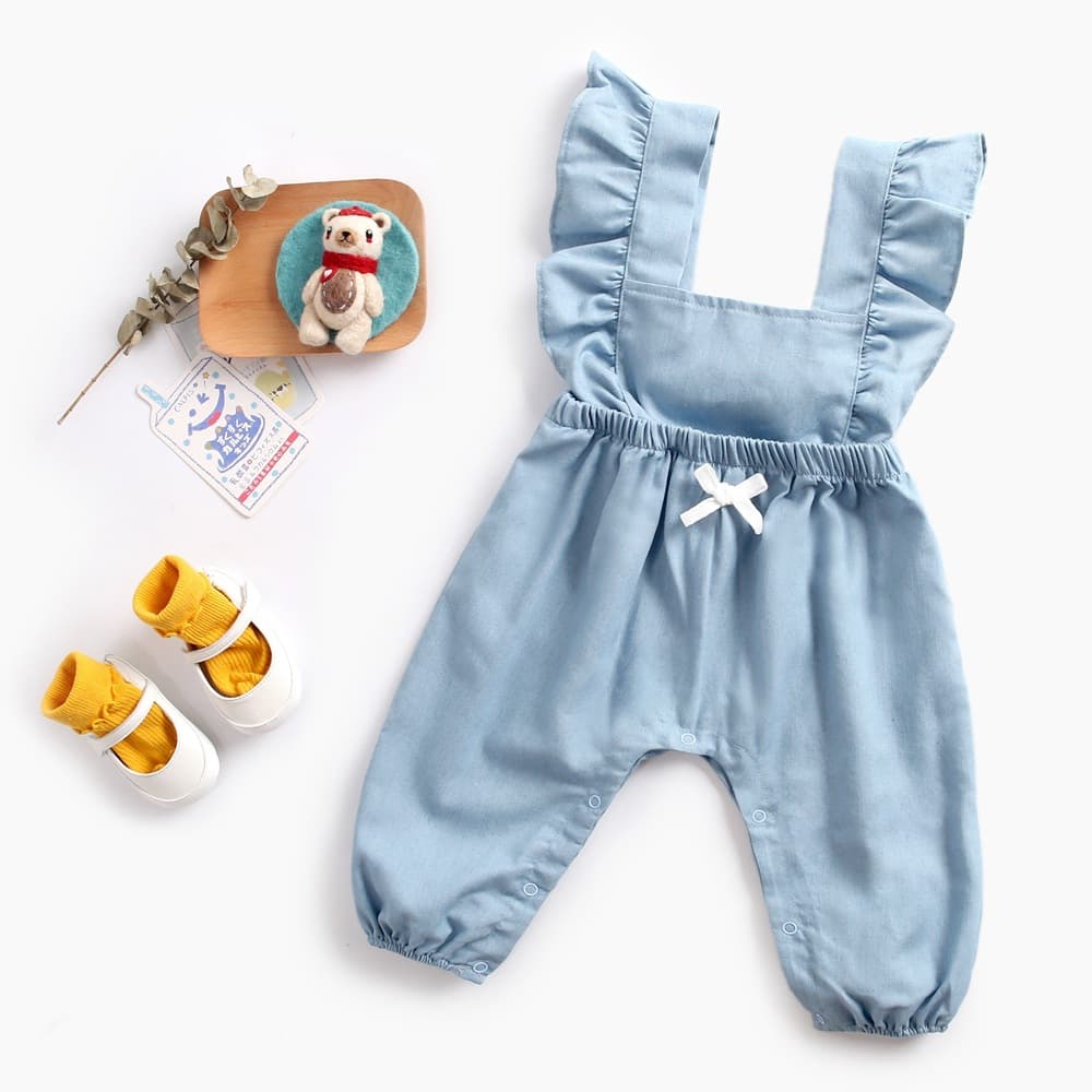 Baby jumpsuit denim long crawling baby jumpsuit autumn and winter crawling suit suspender baby clothes straps bodysuit