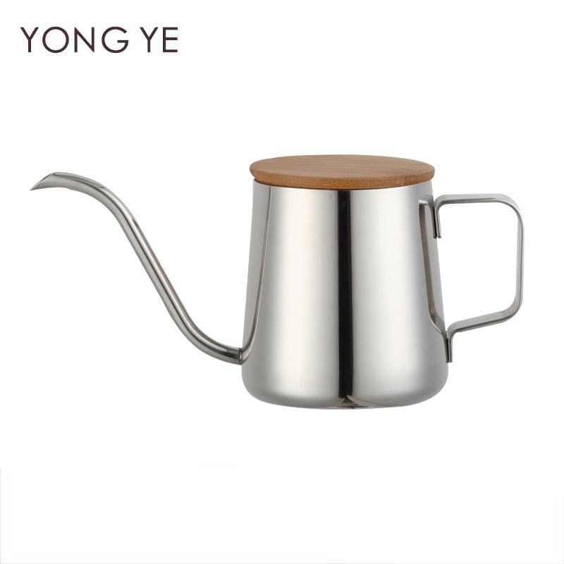 350ml Bamboo Lid Coffee Pot 304 Stainless Steel Hand Poured Fine Spout Bamboo Lid Ear Coffee Pot