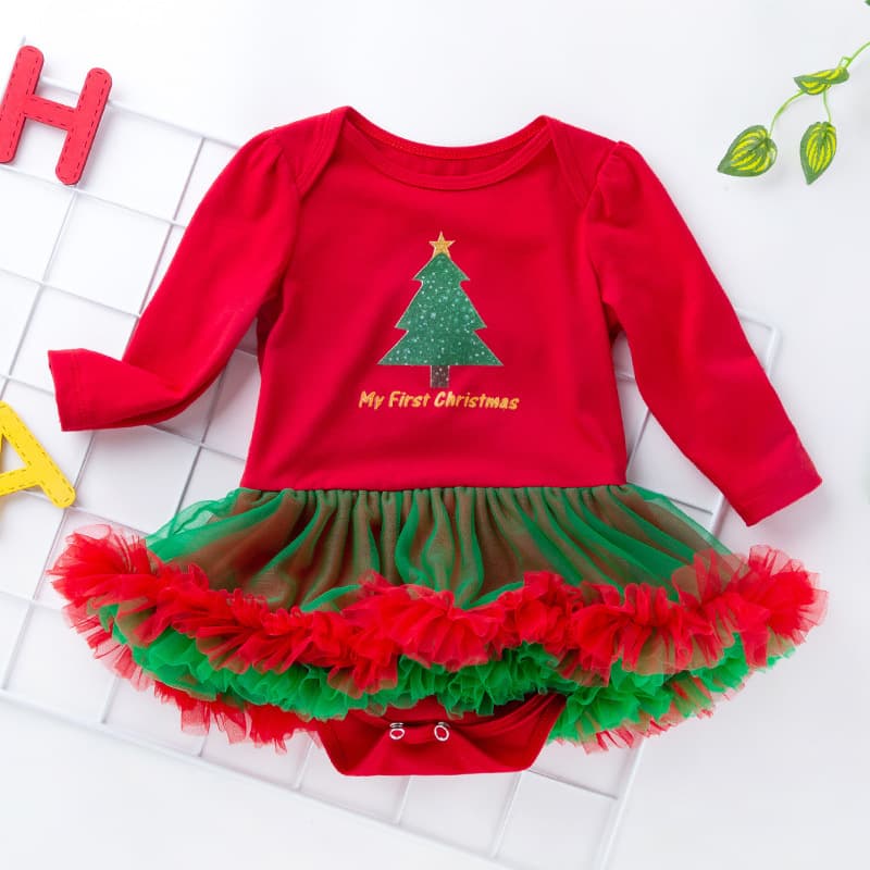2023 Autumn/Winter Christmas Baby Party Dress, Cartoon Print Toddler Dress, Printed Girls Dress