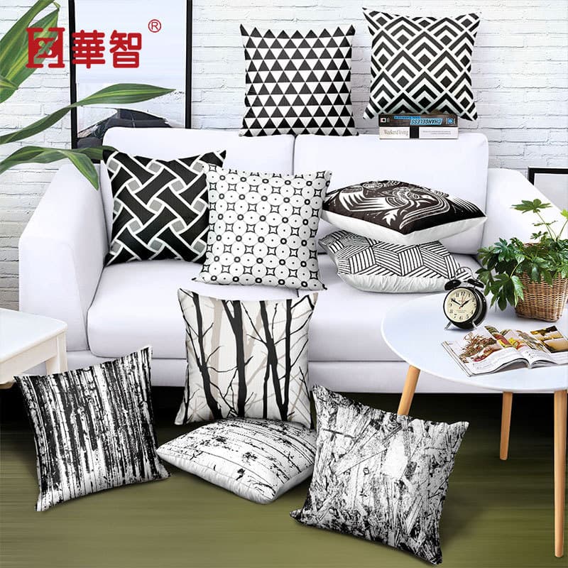 European and American style pillowcase polyester twill 45*45 thermal transfer single-sided digital printed cushion Huazhi BZ085