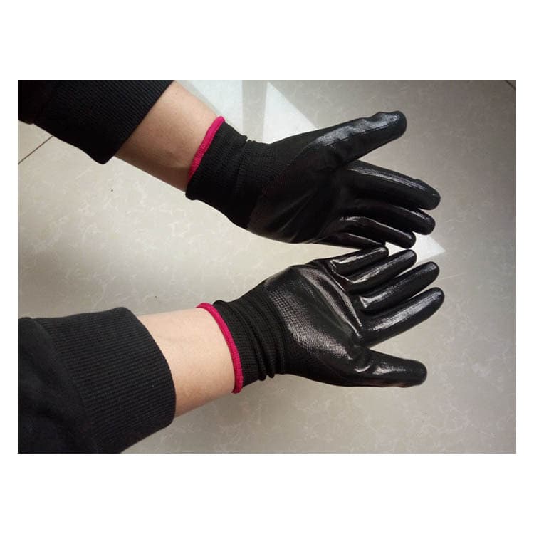 Junyi Black Nitrile Coated Work Gloves, Polyester Wear-Resistant Breathable Anti-Slip Dipped Gloves, 13-Gauge Wholesale
