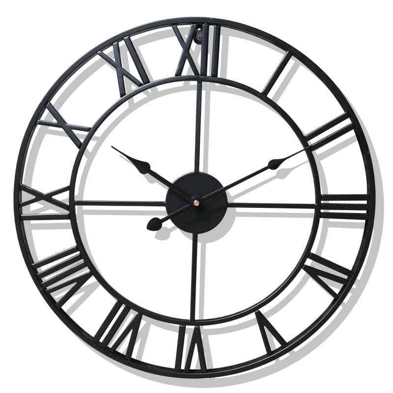 Simple Round Iron Art Wall Clock Decorative Vintage Style Pointer Display Living Room Bedroom Study Office Decor Hanging Clock