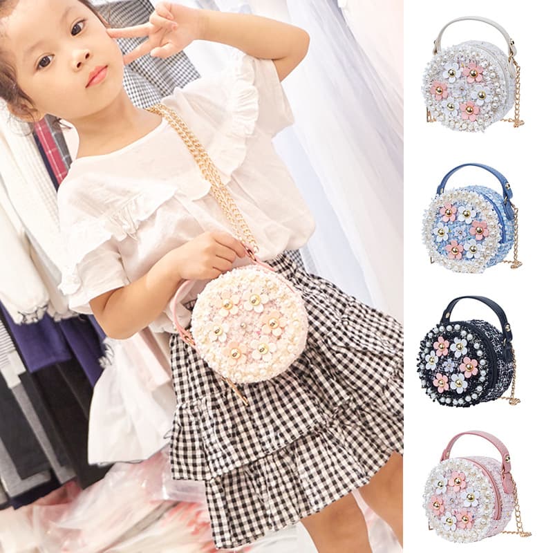 Kids Bags, Princess Bags, Fashionable Girls' Small Round Bags, Trendy Children's Shoulder Handbags, Fashionable Chain Crossbody Bags