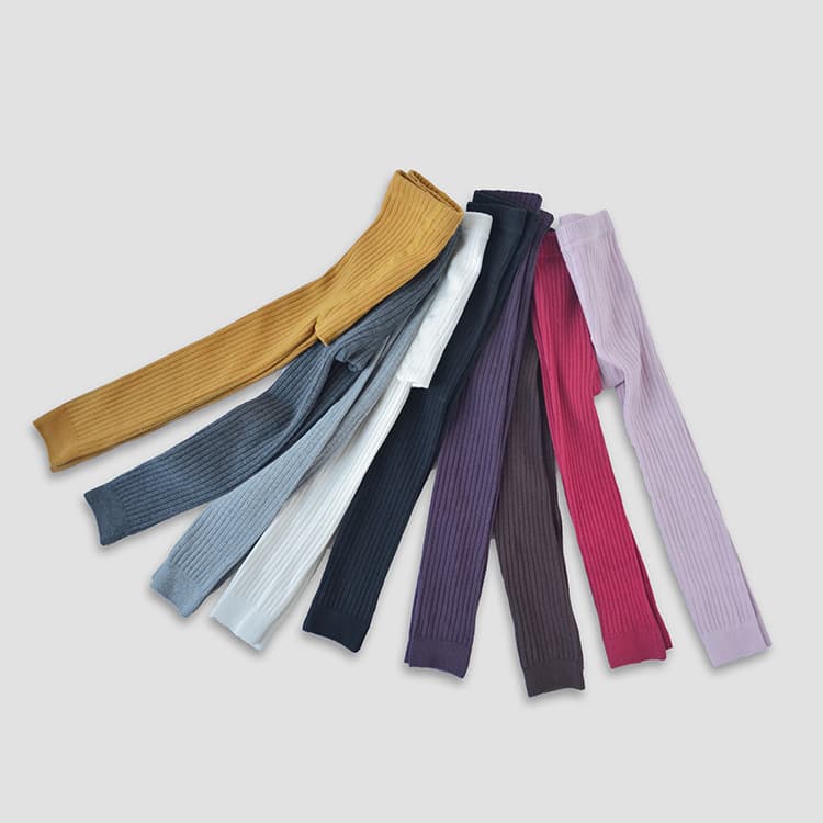 BOXDREAM New Combed Cotton Girls' Leggings Solid Color Striped Knit Children's Ankle-Length Pants BD542