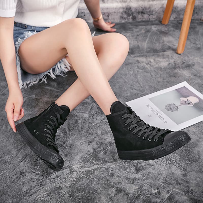 2022 New Casual Canvas Shoes with Inner Zipper and Front Lace-Up, Breathable, Comfortable, Soft, Low-Top Women's Shoes 003