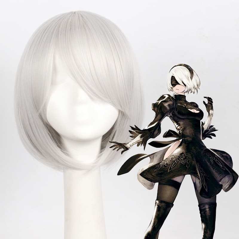 Tsuki NieR Automata Nie: Automata heroine silver white cos wig