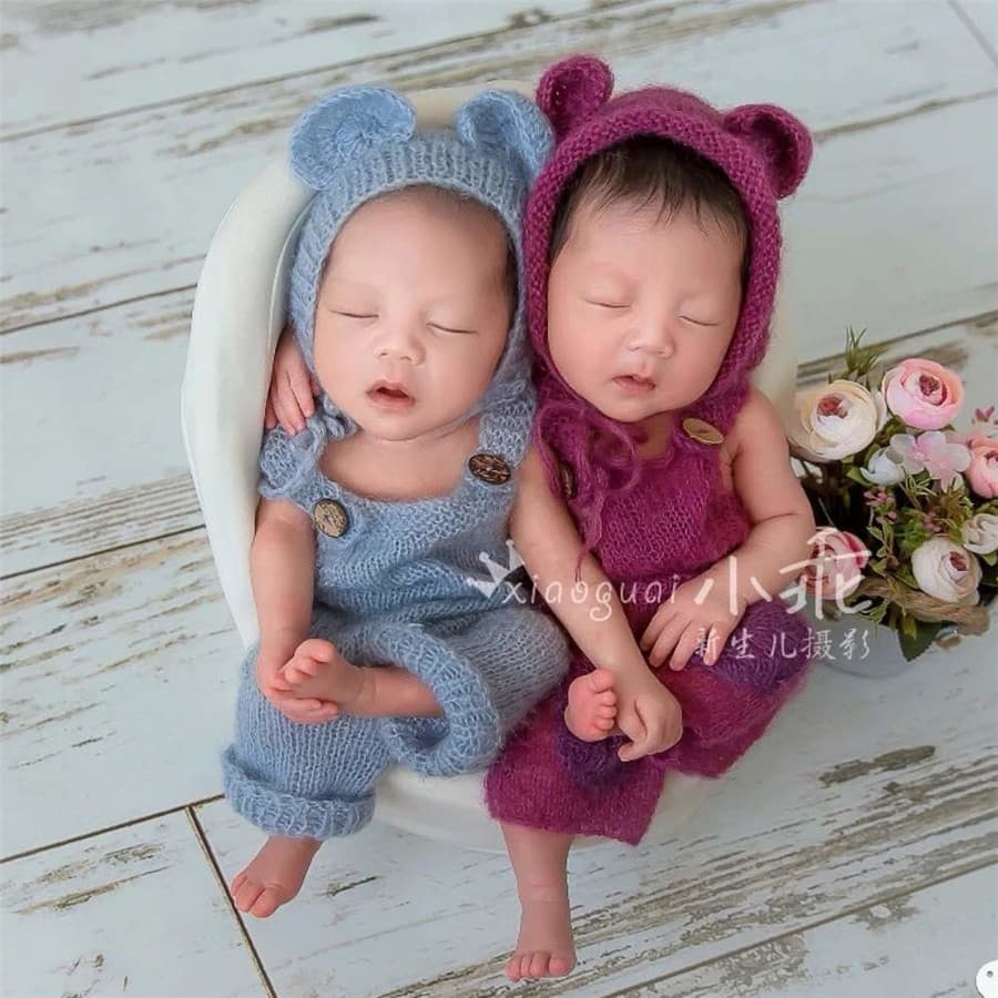 Newborn photography clothing, baby photography overalls, hand-knitted mohair bear children's photography clothing