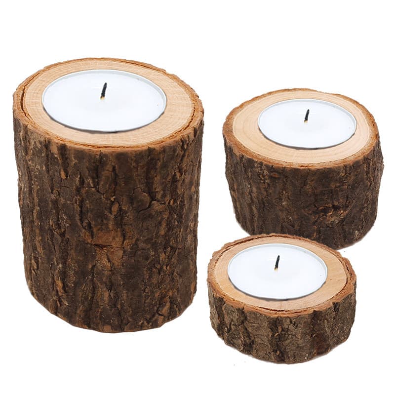 Creative Wooden Log Candle Holder Home Decorative Ornaments Party Atmosphere Placement Indoor Plant Multi-Purpose Craft