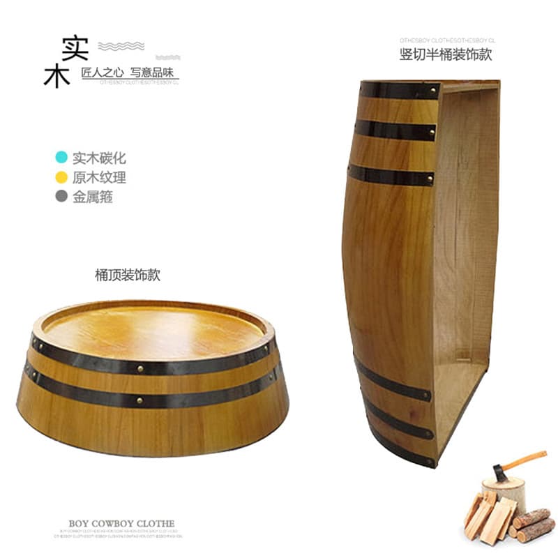 Wine Cellar Wall Bar Decor Half Barrel Wall Mount, Oak Wine Barrel Lid and Base for Wholesale Orders