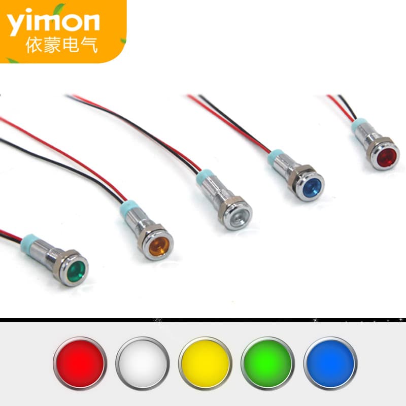 6mm Metal Small Power Indicator Lights 5V 12V 24V Waterproof Wired LED Signal Lights