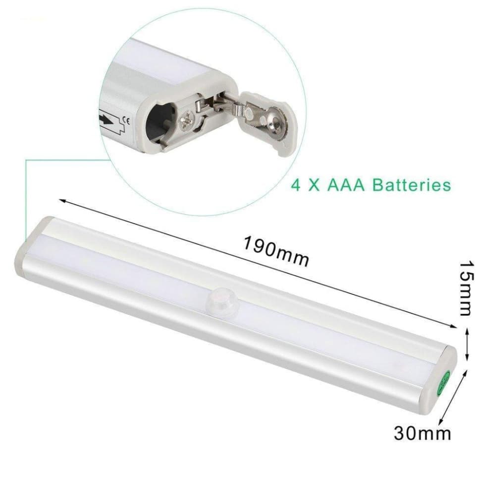 L0406 USB Rechargeable 800MAH 10LED Infrared Human Sensor Light, Cabinet Night Light Long Aluminum Strip Light