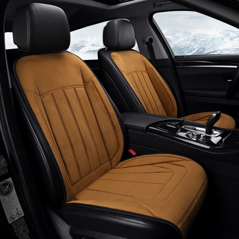 Car Electric Heating Seat Cushion, Vehicle Short Plush Single/Dual Seat Pad, 12V/24V Heating