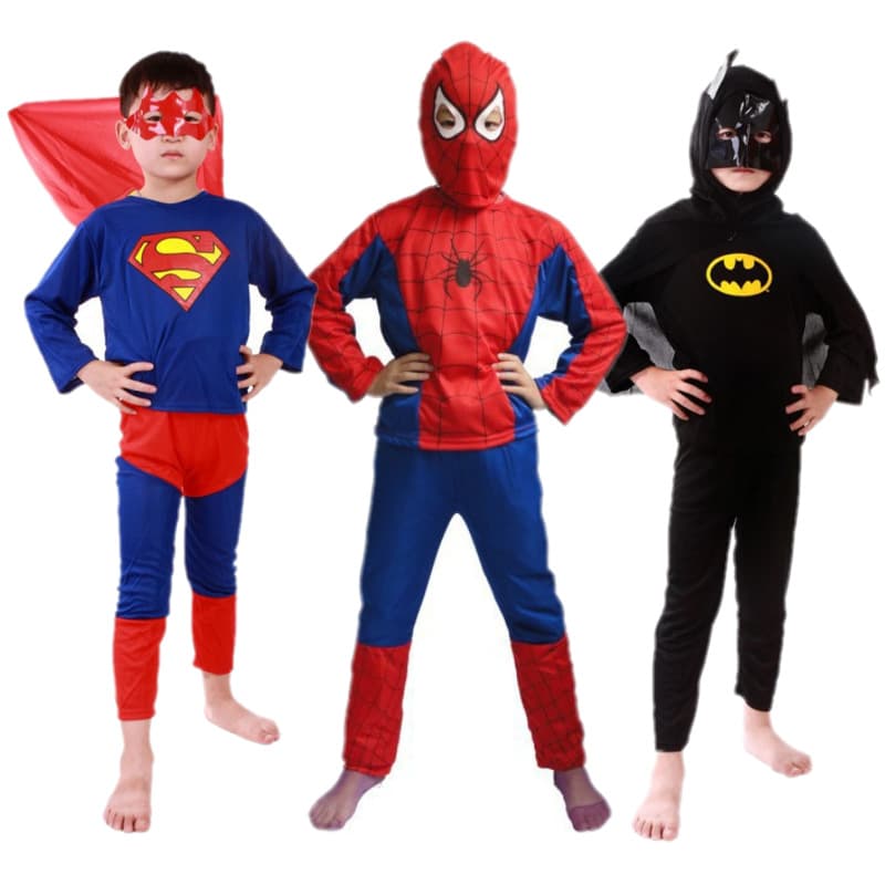 Halloween Children's Costume Set Spider-man Batman Superman Long Sleeve Manteau Suit For Dance Party Character Performance