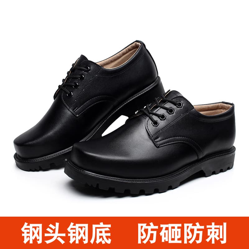 Steel Toe and Steel Sole Spring/Autumn Work Boots Men's Leather Safety Shoes Square Toe Security Shoes Genuine Leather Labor Protection Large Leather Shoes