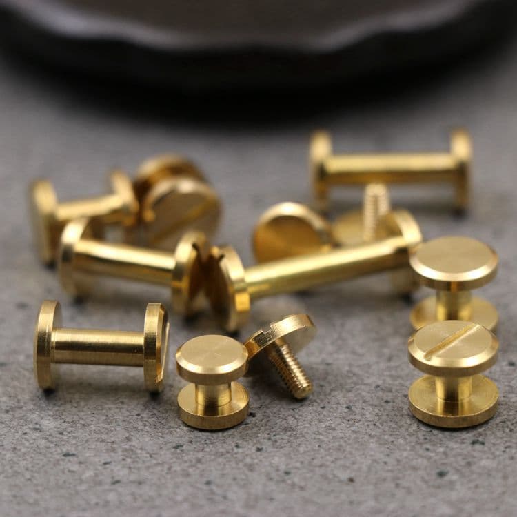 DIY belt small screws, handmade wheel nails, pure copper belt T-screws, flat rivet accessories