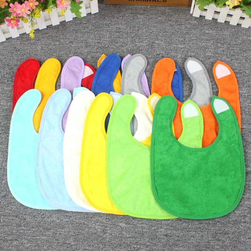 Foreign trade factory infant cotton terry cloth bibs, waterproof bibs, children's drool bibs, polyester-cotton U-shaped loop double-layer