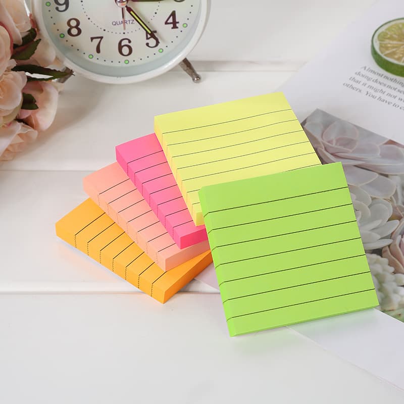 Fluorescent Color Line Stickers Office Supplies Sticky Notes Creative Cute Student Memo Stickers Factory Wholesale Tearable