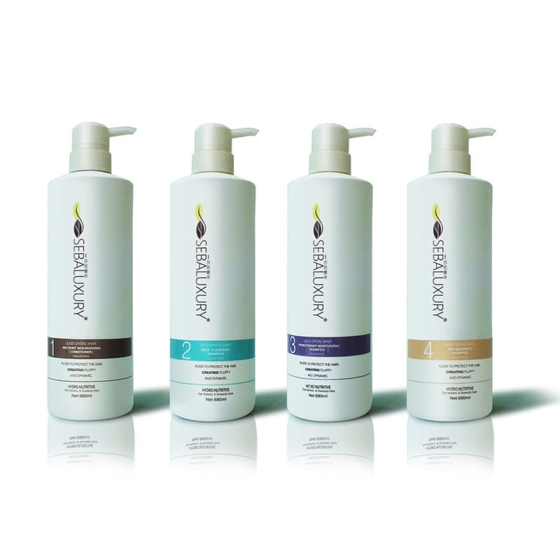 680ml shampoo and shower gel packaging bottle PE daily chemical 680ml round flat shoulder plastic packaging bottle
