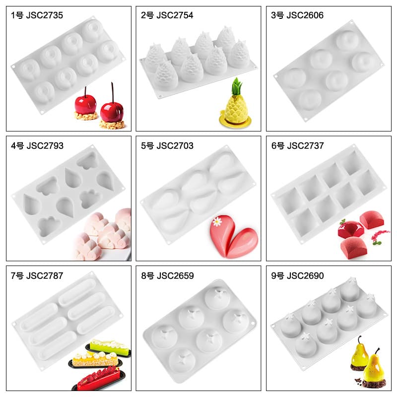 Hot Sale Silicone Cake Mold Mousse Fruit Christmas Diamond Heart Shaped Cake Baking Mold Set Tools