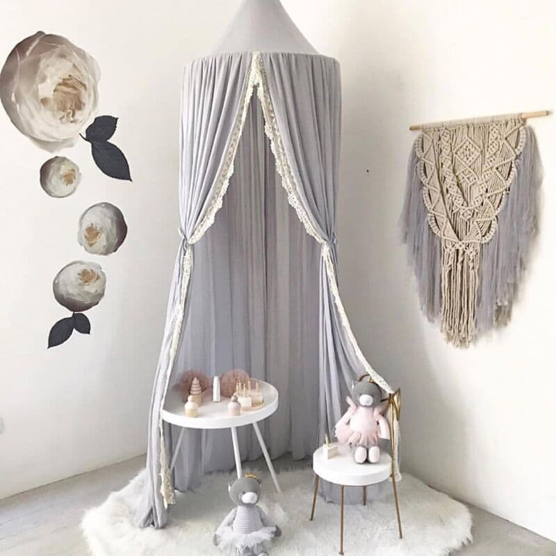 ins foreign trade popular Nordic home children's chiffon lace tent baby mosquito net baby bed curtain decoration