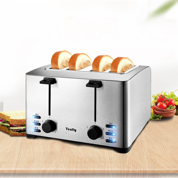Tenfly THT-3012B Toaster 4-Slice Breakfast Toaster Automatic Bread Toaster for Home Use