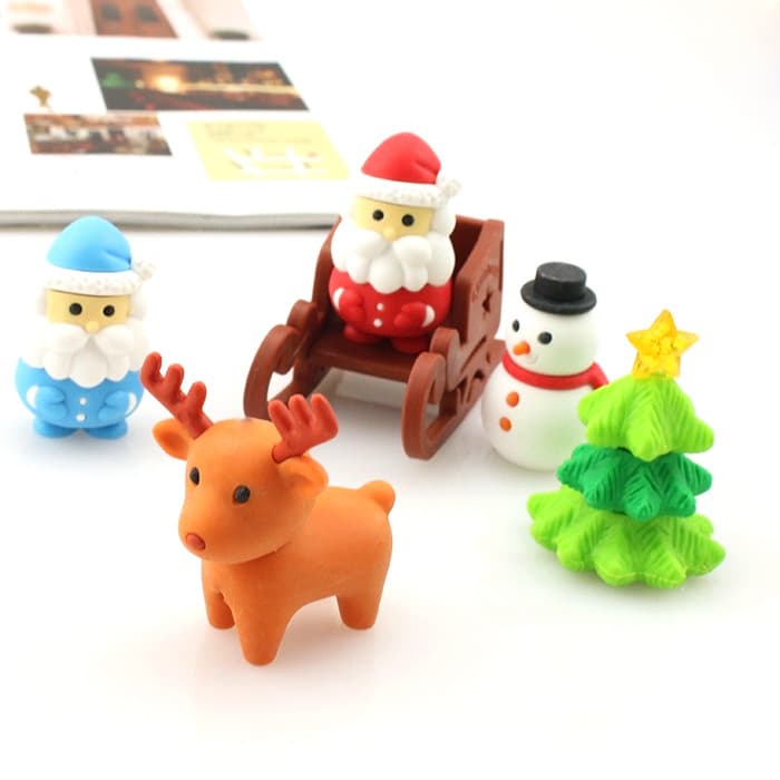 Creative Cartoon Eraser - Santa Claus, Snowman, Sleigh, Christmas Tree, Reindeer Series, Christmas Gift
