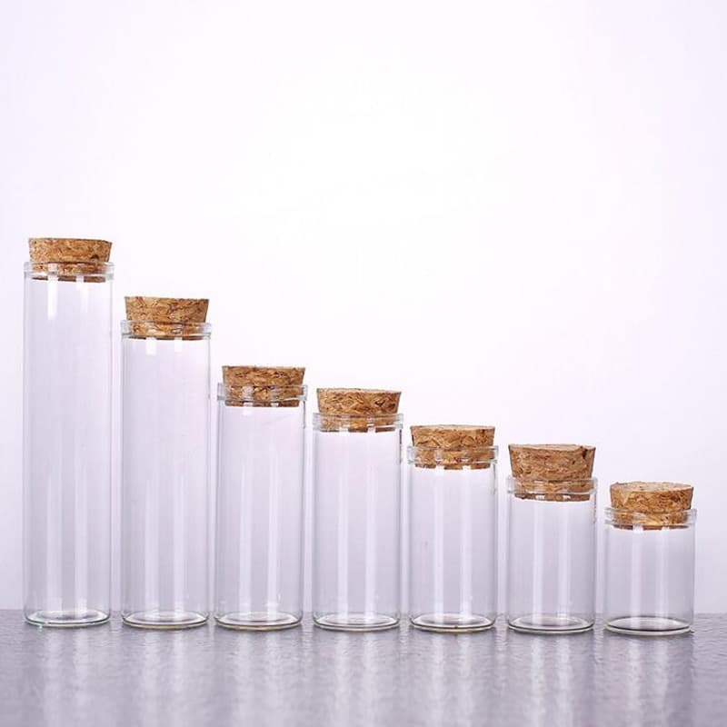 30mm Straight Mouth Borosilicate Glass Tube Bottle with Cork Stopper, Transparent Glass Bottle, Wish Bottle, Capsule Bottle