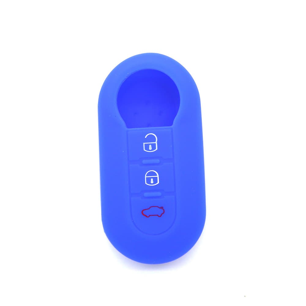 Silicone Key Case Cover for Fiat 500 Folding 3-Button Bravo Keychain Remote Protector Hollow Style